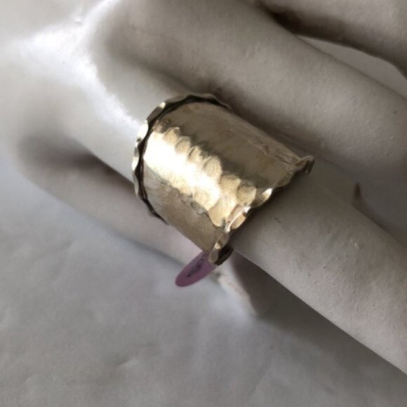 Seed & Sage ATI Sterling Silver 925 Wide Hammered Band Ring Mexico Sz. 9 - Picture 2 of 16